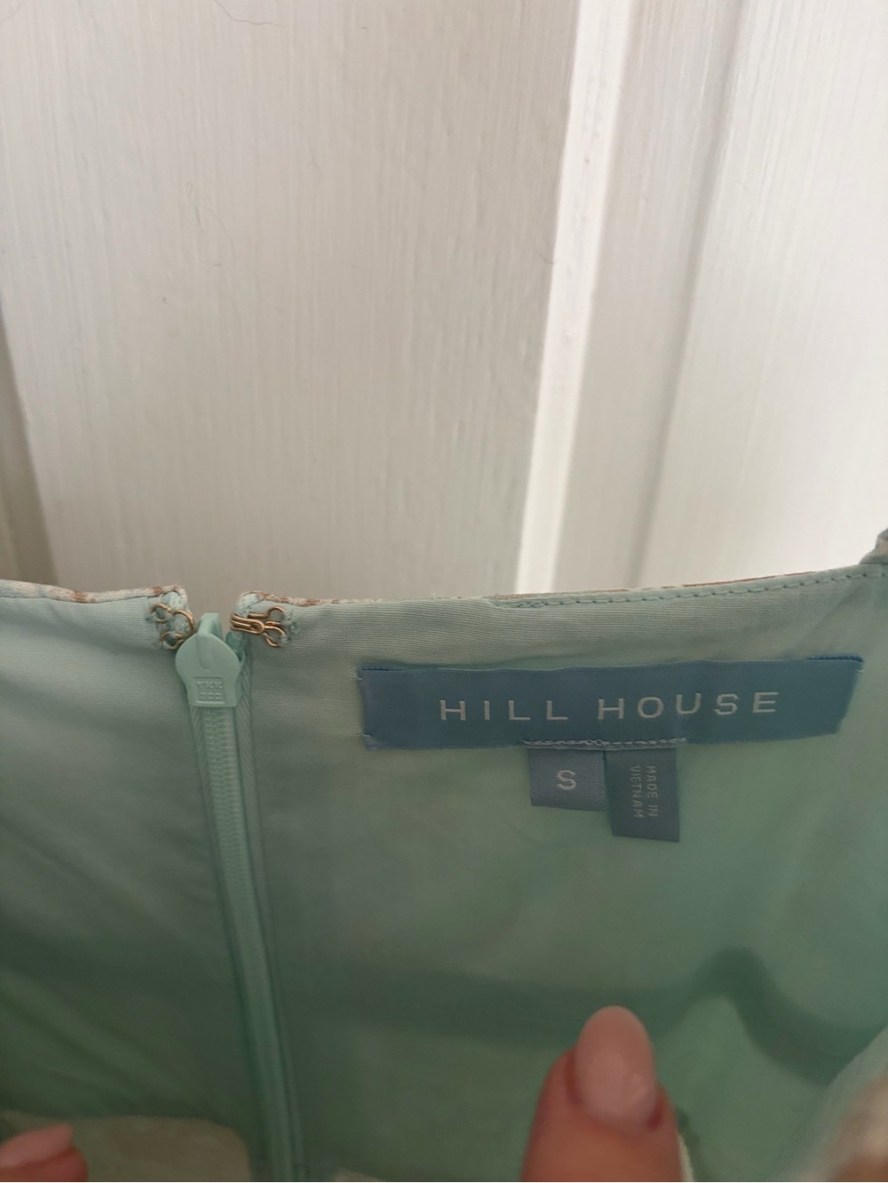 Hill house home Women's The Lillie Dress - Aqua Trellis size small - Picture 11 of 15